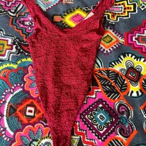 Red Victorias Secret Textured Bodysuit